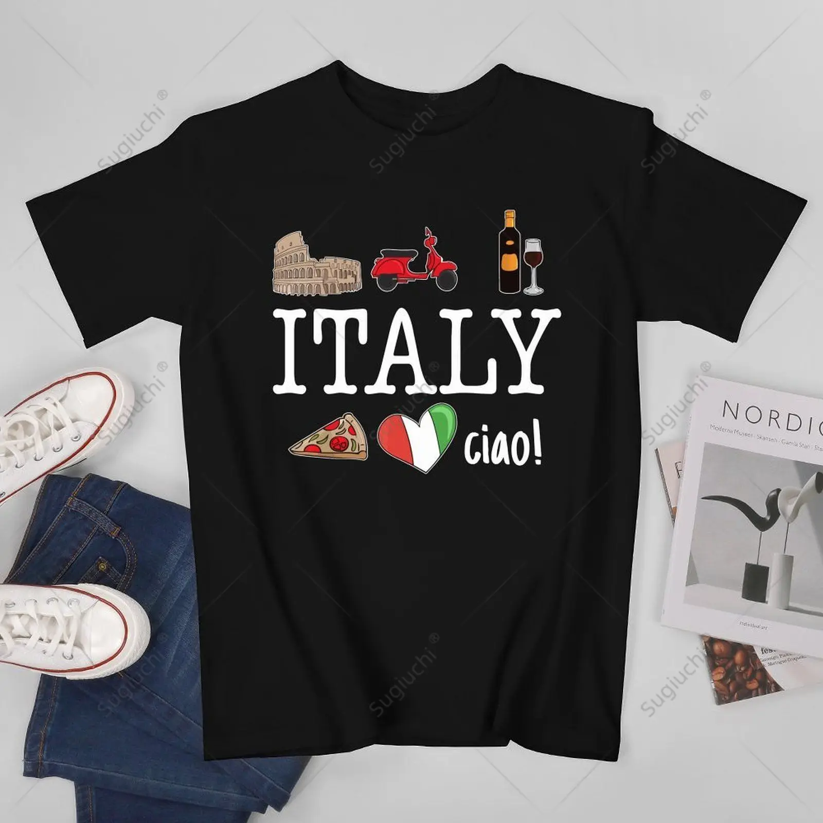 Unisex Men Love Italy And Everything Italian Culture Tshirt Tees T Shirts Women Boys 100% Cotton T-Shirt