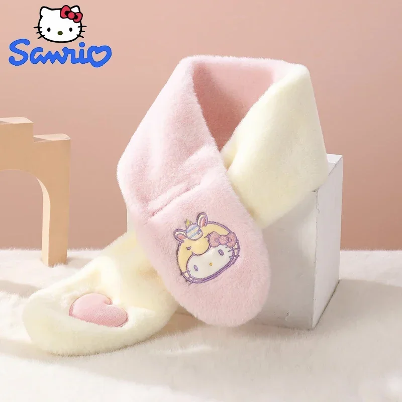 

Kawaii Hello Kitty плюшевый шарф Melody детские шарфы аниме шарфы мягкие плюшевые утолщенные шарфы для девочек рождественские подарки
