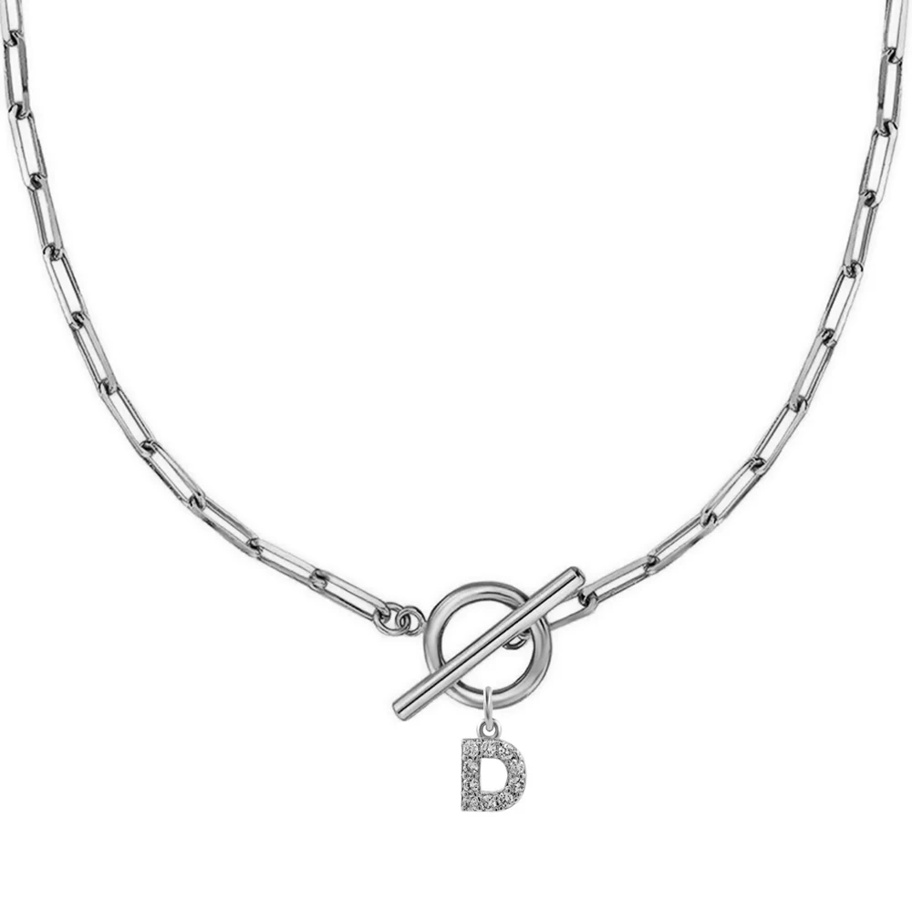 Necklaces for women Stainless Steel Cross Buckle Chain Initial Letter Zircon Pendant Fashion Valentine\'s day Jewelry Gifts