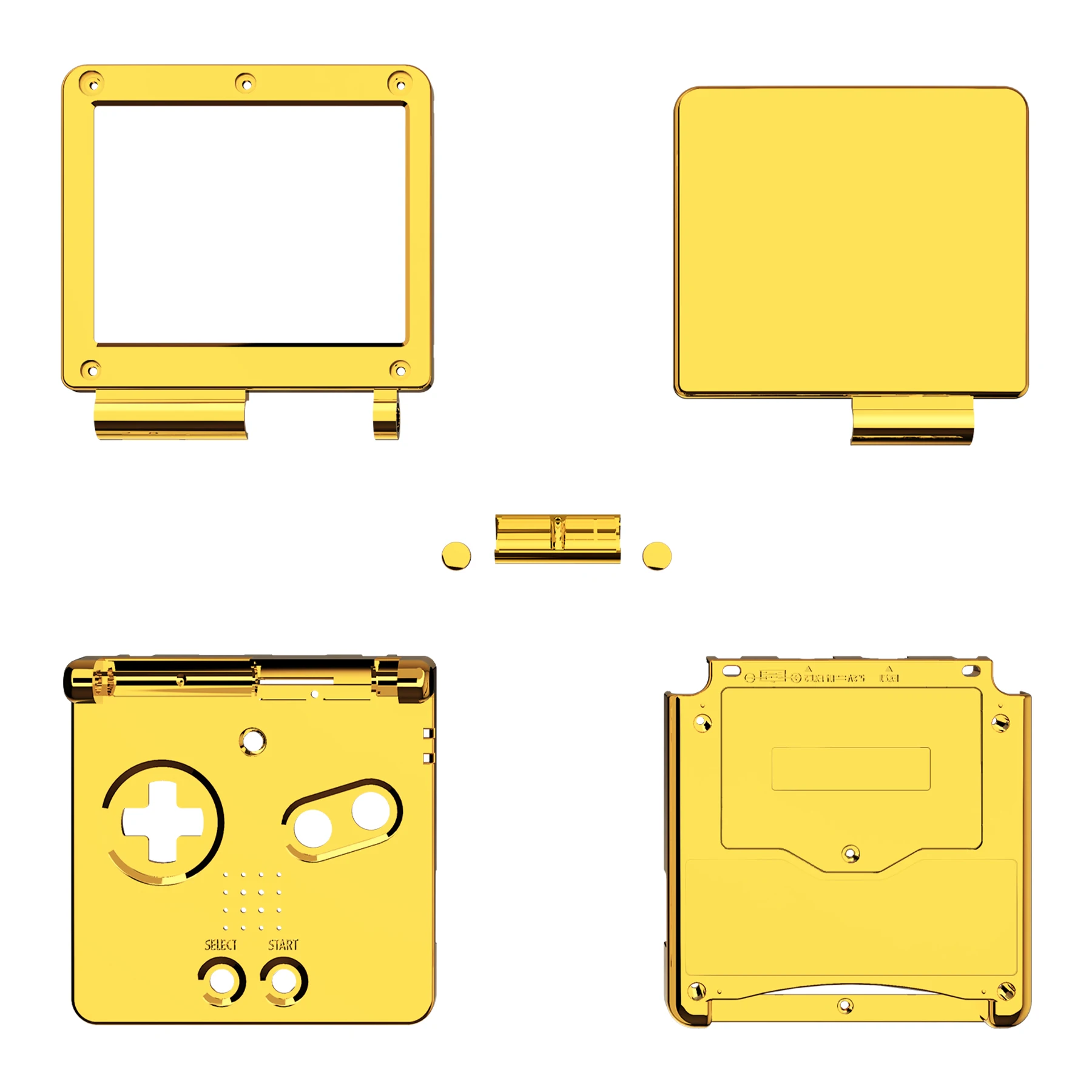 eXtremeRate Replacement Housing Shell for Gameboy Advance SP (GBA SP) - Chrome Gold