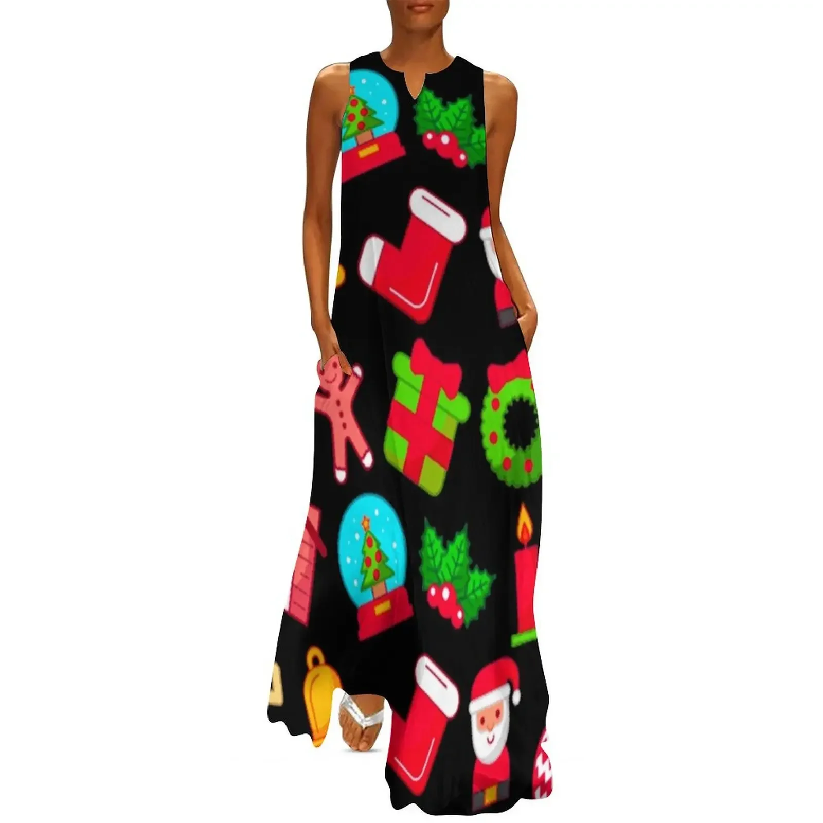 

Christmas Pattern Long Dress ladies dresses for special occasion women's clothing trend 2025 dresses for women Dress