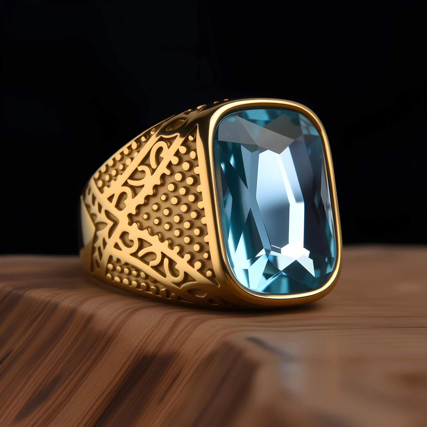Men\'s High Quality Vintage Stainless Steel Gemstone Styles Ring Jewelry