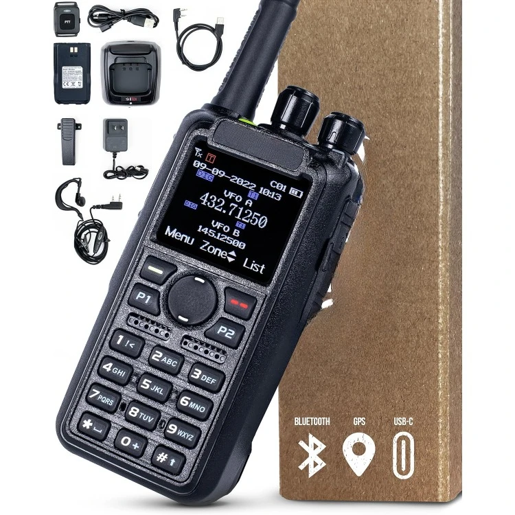 

Two-Way Radio (Bluetooth + GPS) USB-C Battery – 7W VHF/UHF (136-174MHz & 400-480MHz), Encryption, Talker Alias, APRS,