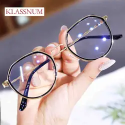 Women's Sunglasses Fashion Anti-blue Light Computer Glasses Korean Retro Metal Flat Mirror Reading Eyewear Optical Spectacle