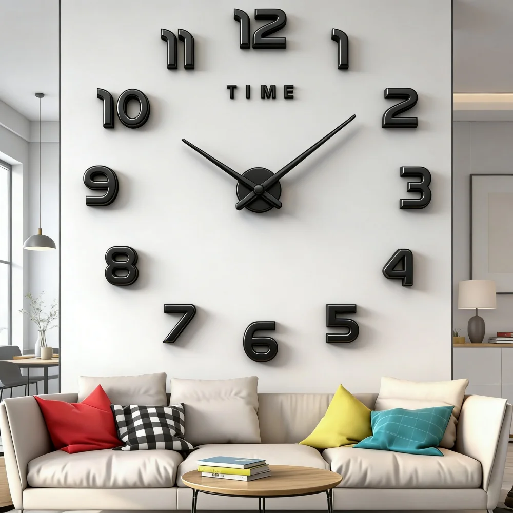 New Modern Design Large Wall Clock 3D DIY Quartz Clocks Fashion Watches Acrylic Mirror Stickers Living Room Home Decor Horloge
