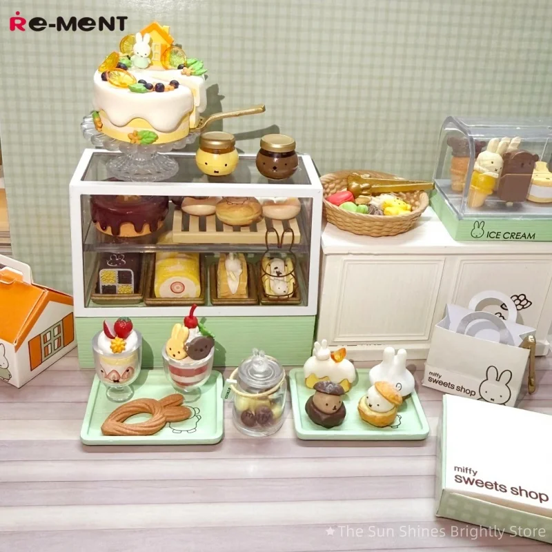 

Миниатюрный десертный магазин REMENT Miffy Rabbit, конфетный торт, яйцо, забавный игровой набор, модные игрушки ручной работы для коллекционеров