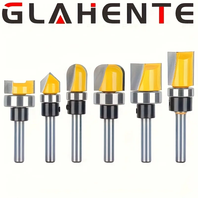 

‌ Набор фрез с хвостовиком 1/4 дюйма, 6 шт., профиль/зубка/V-образная канавка/hamfer с подшипниками для деревообработки ‌