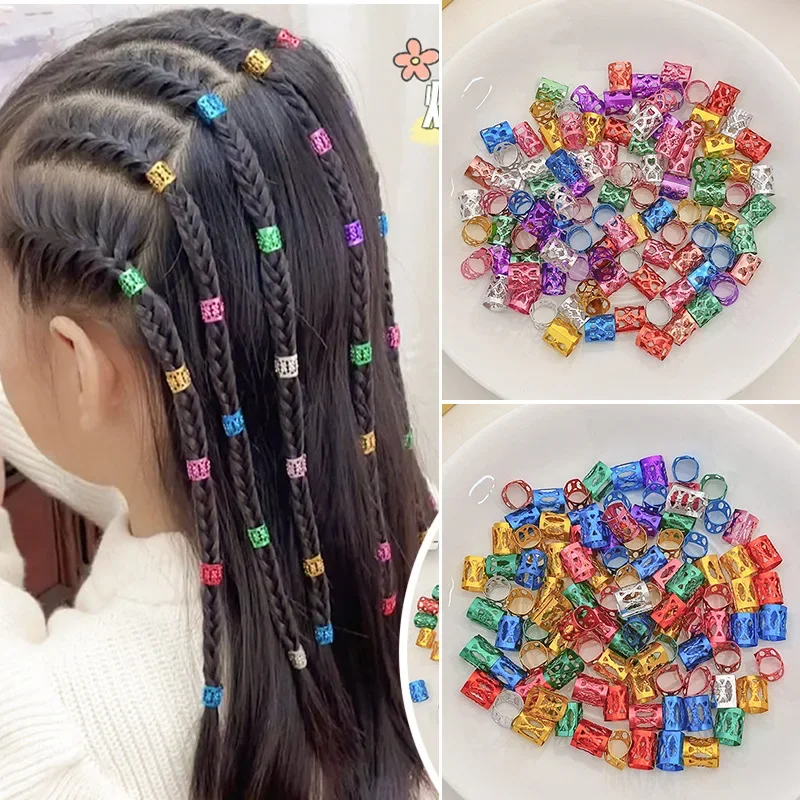 

50pcs/set Hair Styling Tools Personalized Ponytail Braided Hair Ring Hip-hop Headdress Women Dirty Braid Beading DIY Accessories