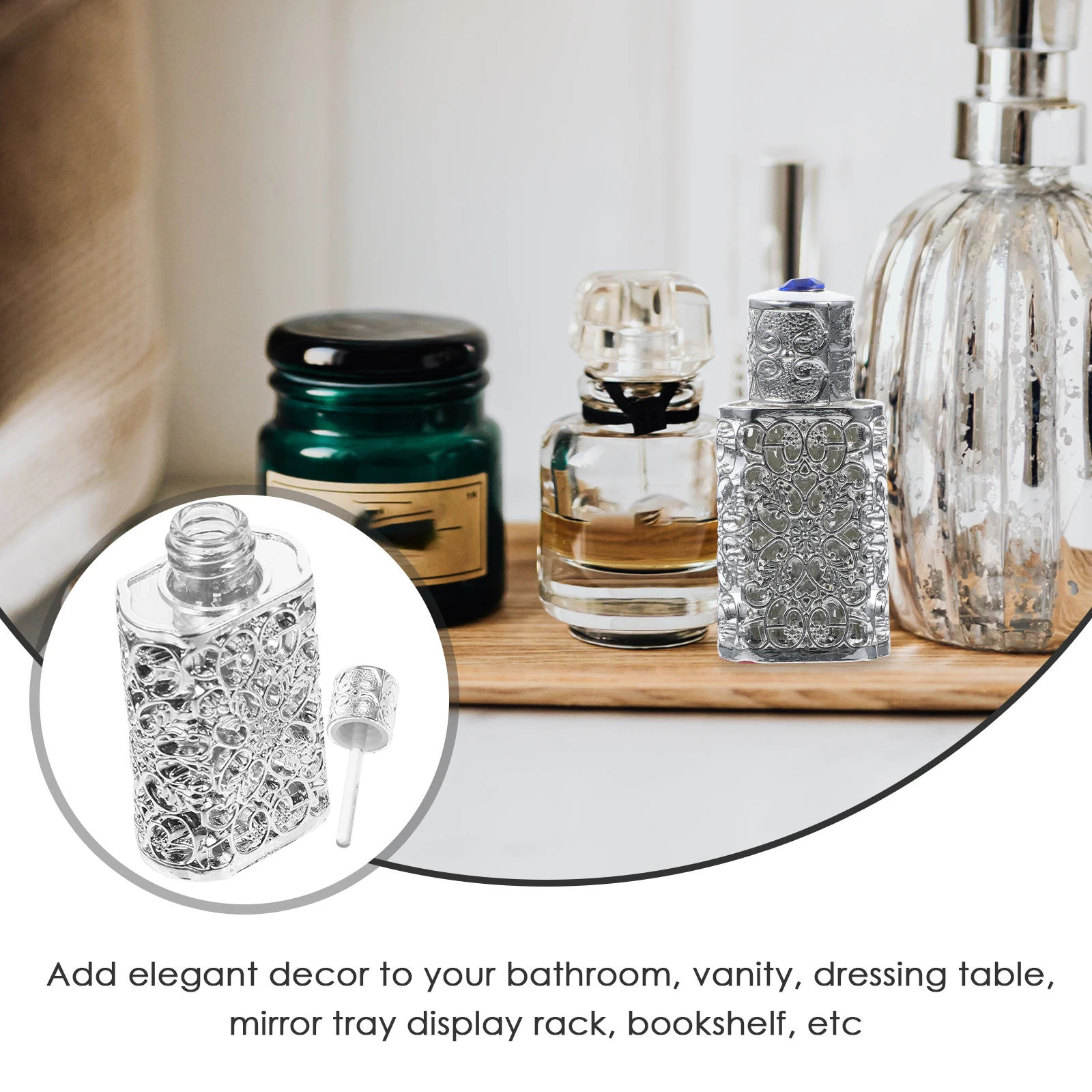 

Refillable Vintage Perfume Empty Essential Oil Storage Container Decorative Aromatherapy Bottle Small Glass Alloy Bottle For