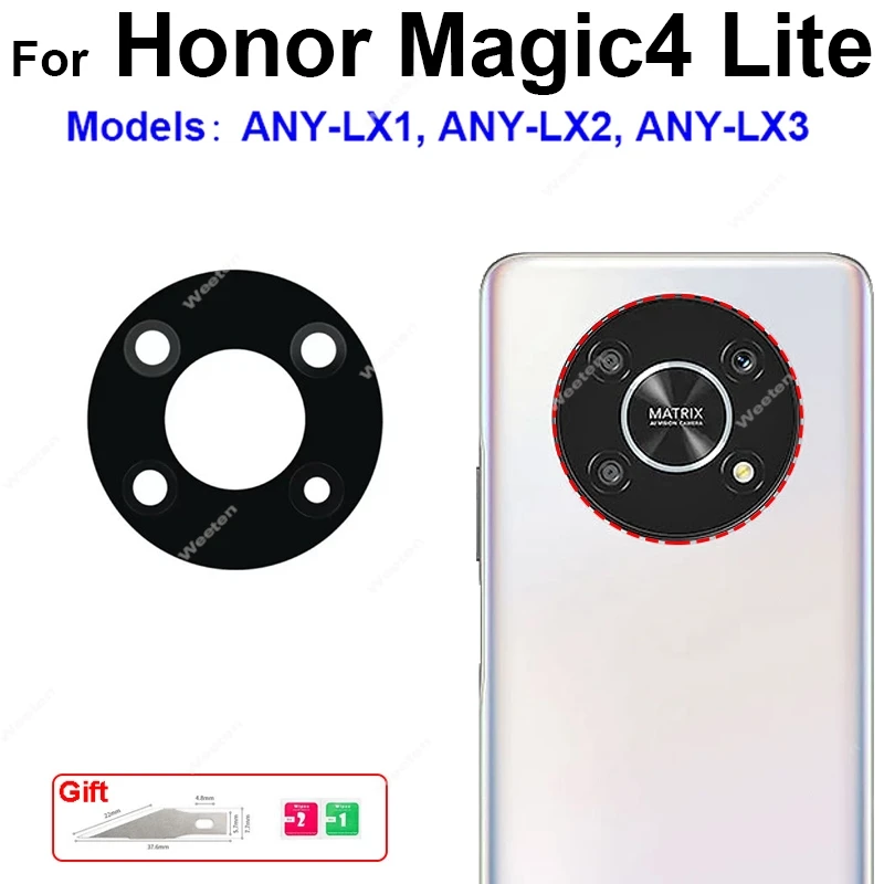 Back Camera Glass Lens Adhesive Sticker For Honor Magic4 Lite ANY-LX1/LX2/LX3 Rear Camera Inner Lens Glass with Replacement Part