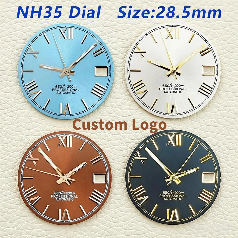 

28.5mm Dial NH35 Roman Dial Man's Watch Dial Custom Logo Dial for NH35 Movement Watch Accessories Repair Tools