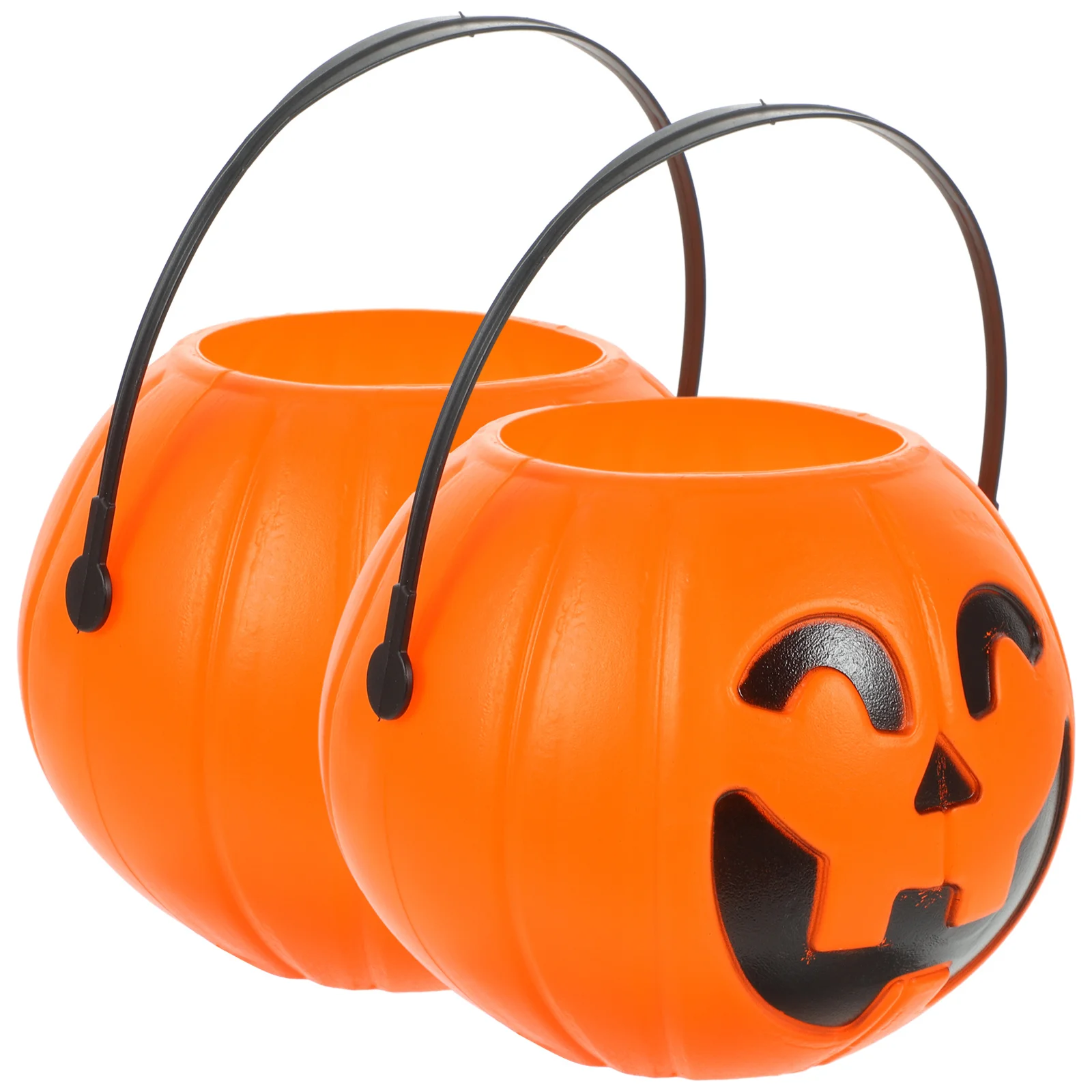 

2 Pcs 17cm Pumpkin Lantern Halloween Bucket for Candy Storage Pail Pumpkin Candy Holder