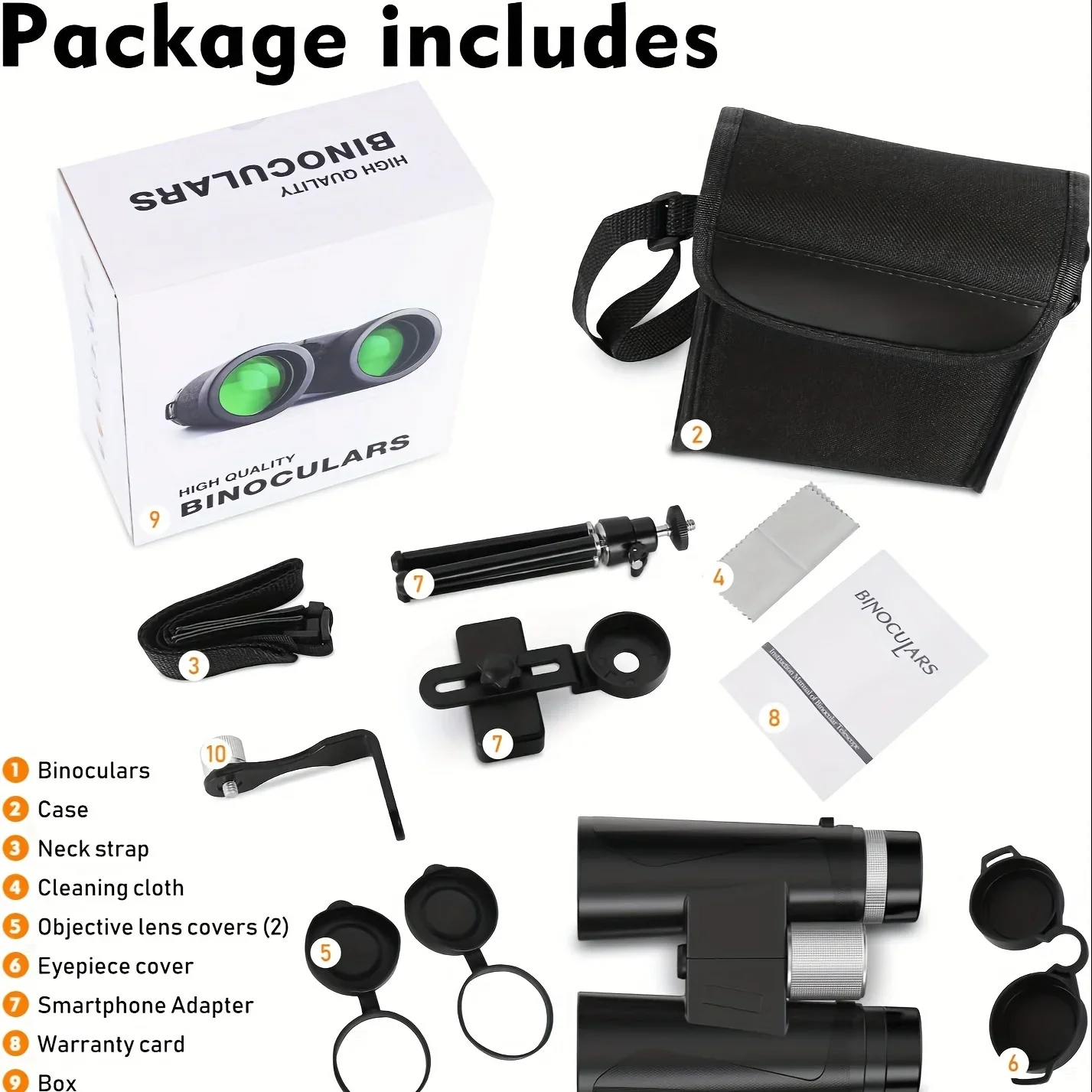 

12x42 Binoculars, Compact Hunting Binoculars with Clear Weak Light Vision