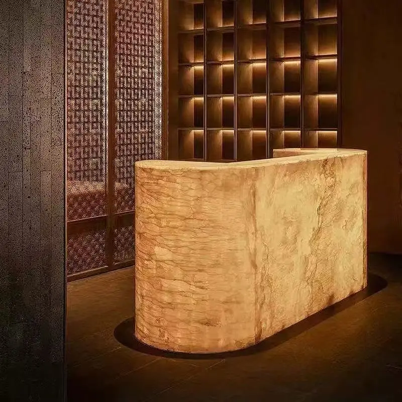 Counter Led bar Custom Top Contemporary Modern Design High End Large Acrylic Marble Led Restaurant Bar  Counter
