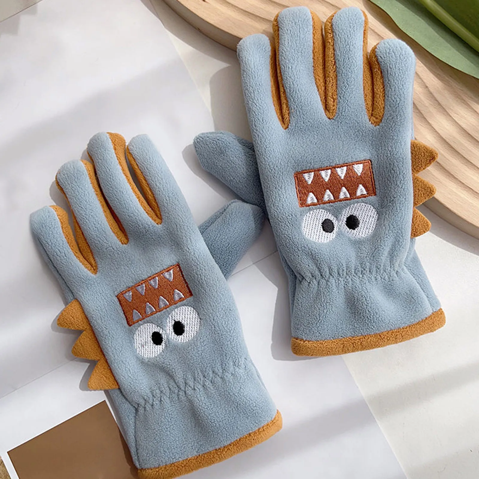 

Детские осенне-зимние милые мультяшные теплые перчатки с пятью пальцами, морозостойкие и ветрозащитные студенческие перчатки для езды на велосипеде и снега