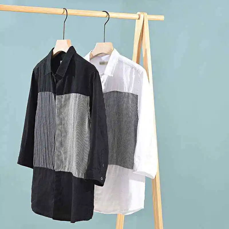 

Youth Loose Square Sve irt 80 Men's Linen Teequarter Ice Sensation Sun Protection Procing Daily Wear Cotton00% Summer