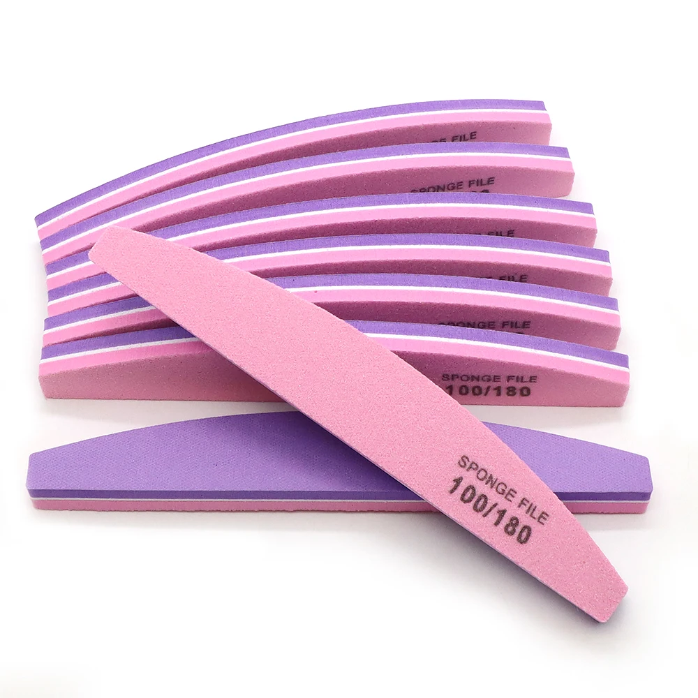 6 قطعة ملف الأظافر مزدوج اللون 100 180 حصى الرملي شكل الأظافر الموز الإسفنج الملفات مانيكير لوازم المهنية مسمار أدوات التجميل