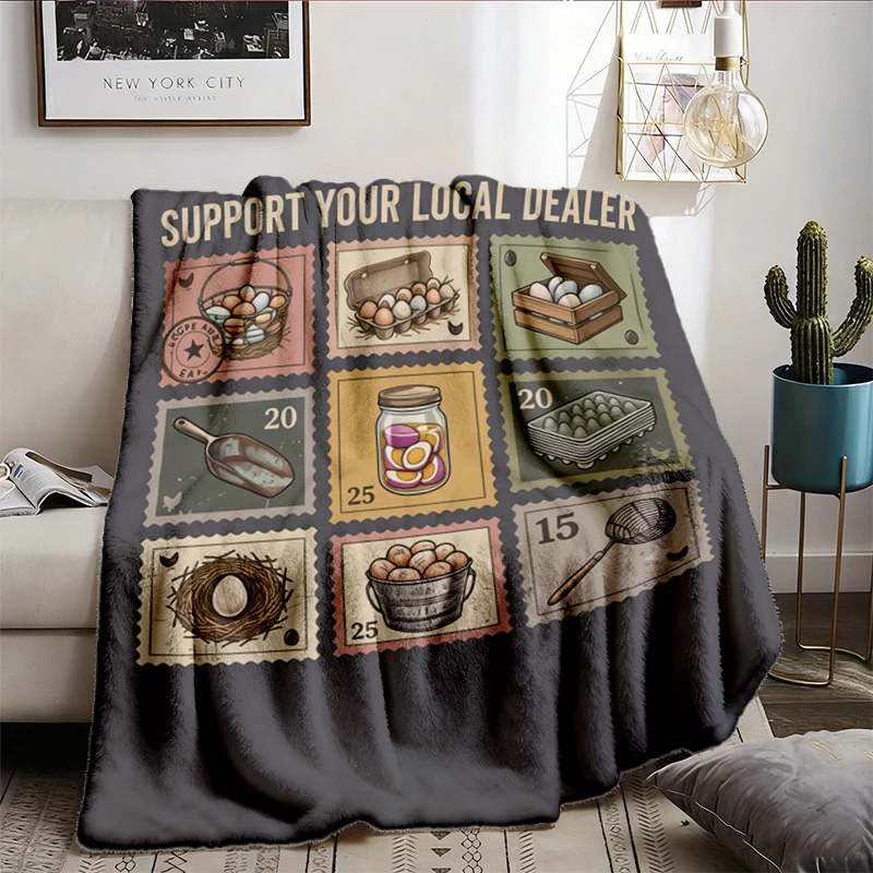 Support Your Local Egg Dealer Flannel Blanket, Funny Chicken Farmer Throw, Homestead Gift