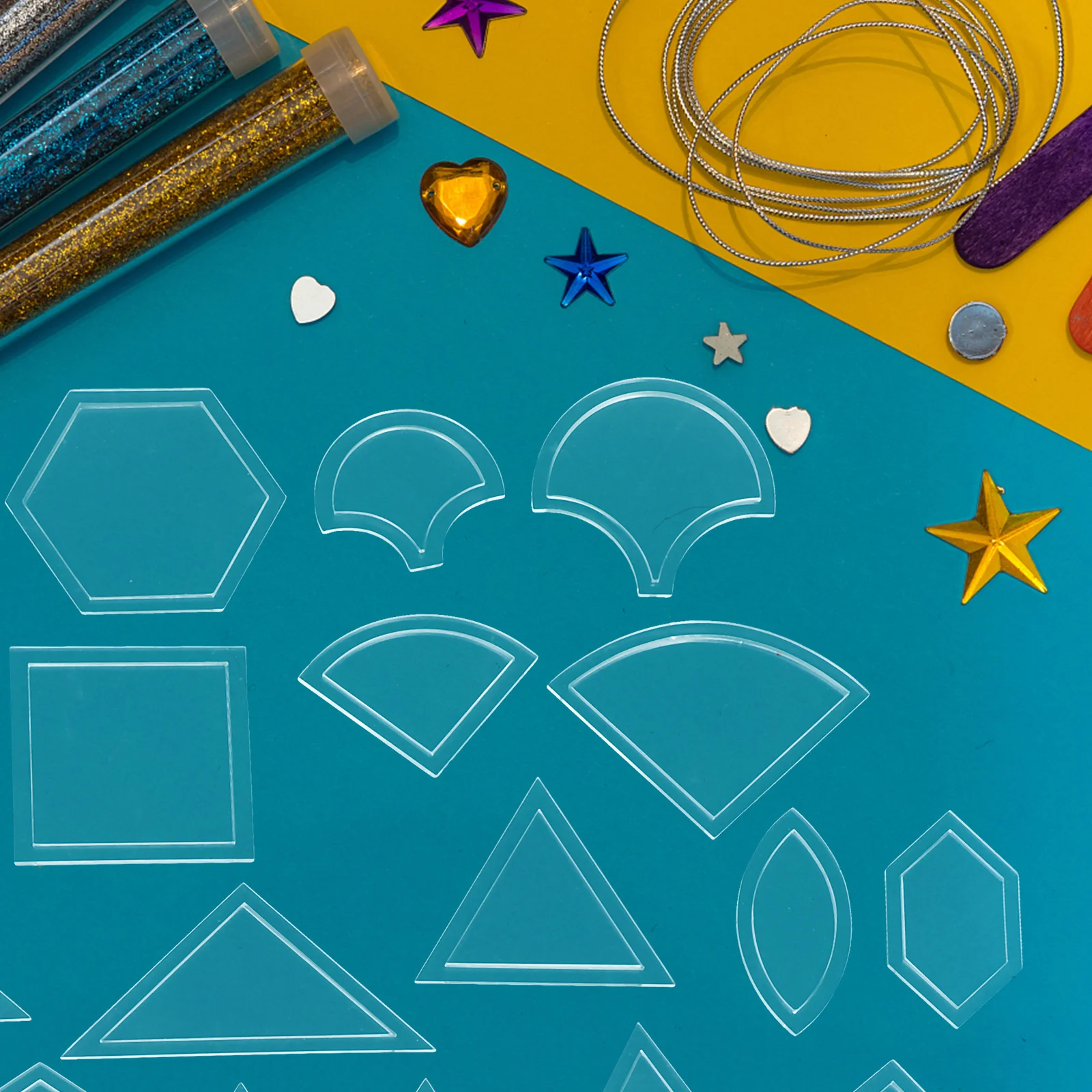 

108Pcs Transparent Quilting Ruler Templates Kit Acrylic Patchwork Sewing Tools Precision Quilt Pattern Stencils DIY Craft Set