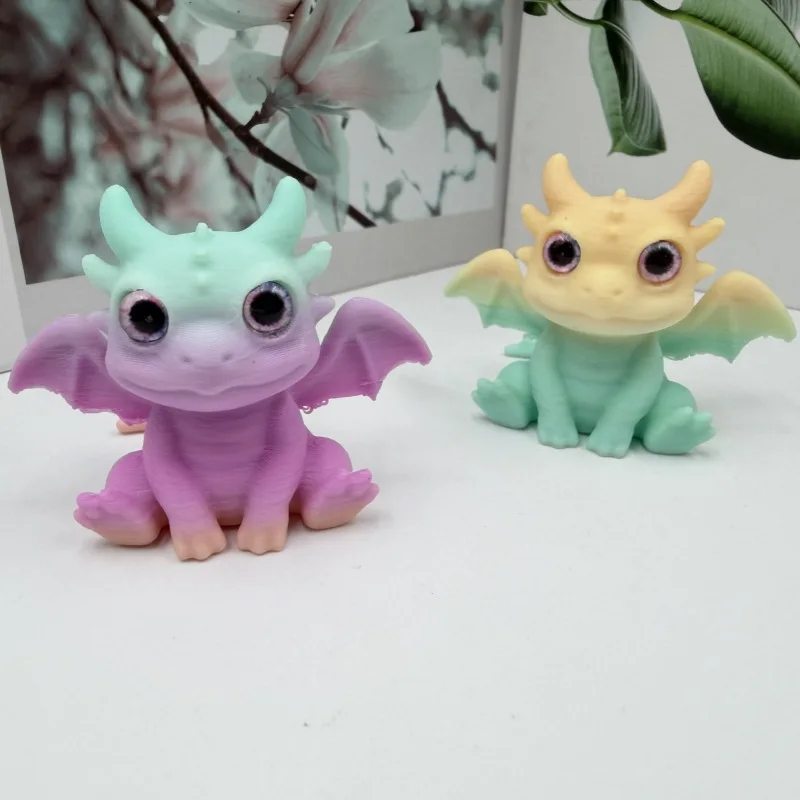 Cute Little Flying Dragon with Wings Dragon Stand Simulation Eyes 3D Printed for Home Desktop Decoration or Children‘s Toy Gift