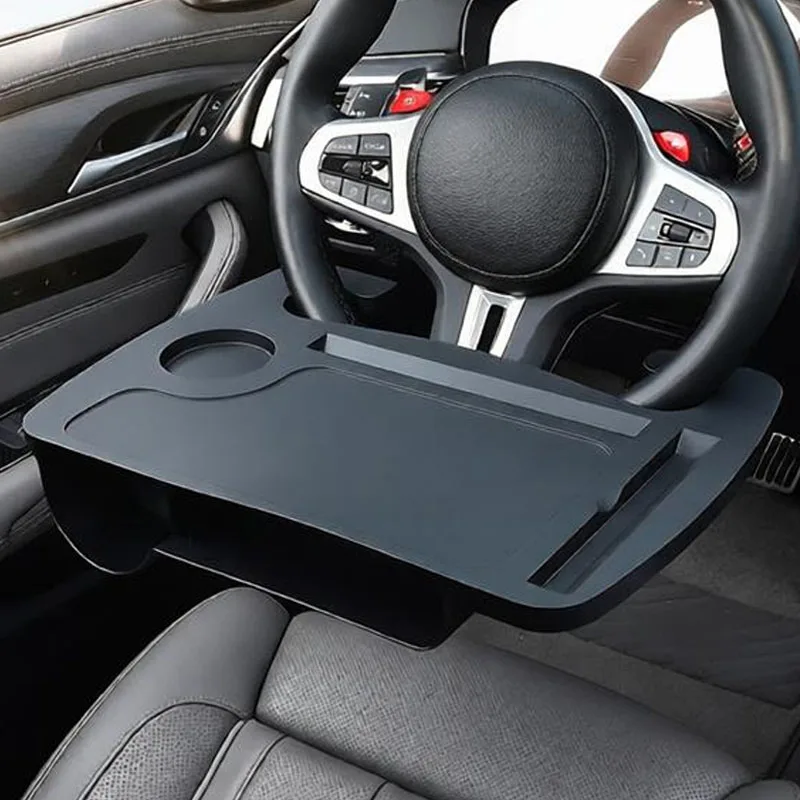 Car Steering Wheel Dining Table Tray Portable Multi-functional Dinner Plate Steering Wheel Storage Rack Laptop Computer Stand