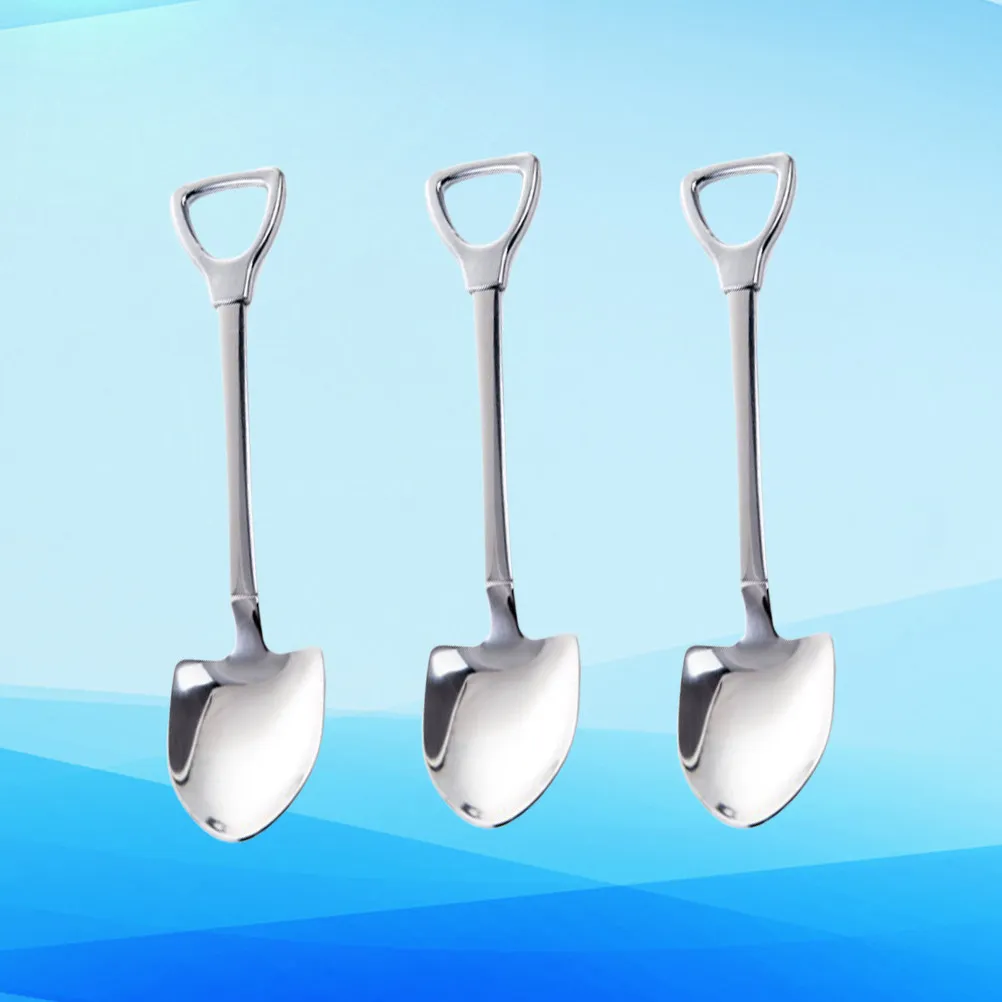 3pcs Spade-Shaped Stainless Steel Stirring Spoon for Coffee, Bar & Home – Lightweight, Wall-Mountable, Easy Clean