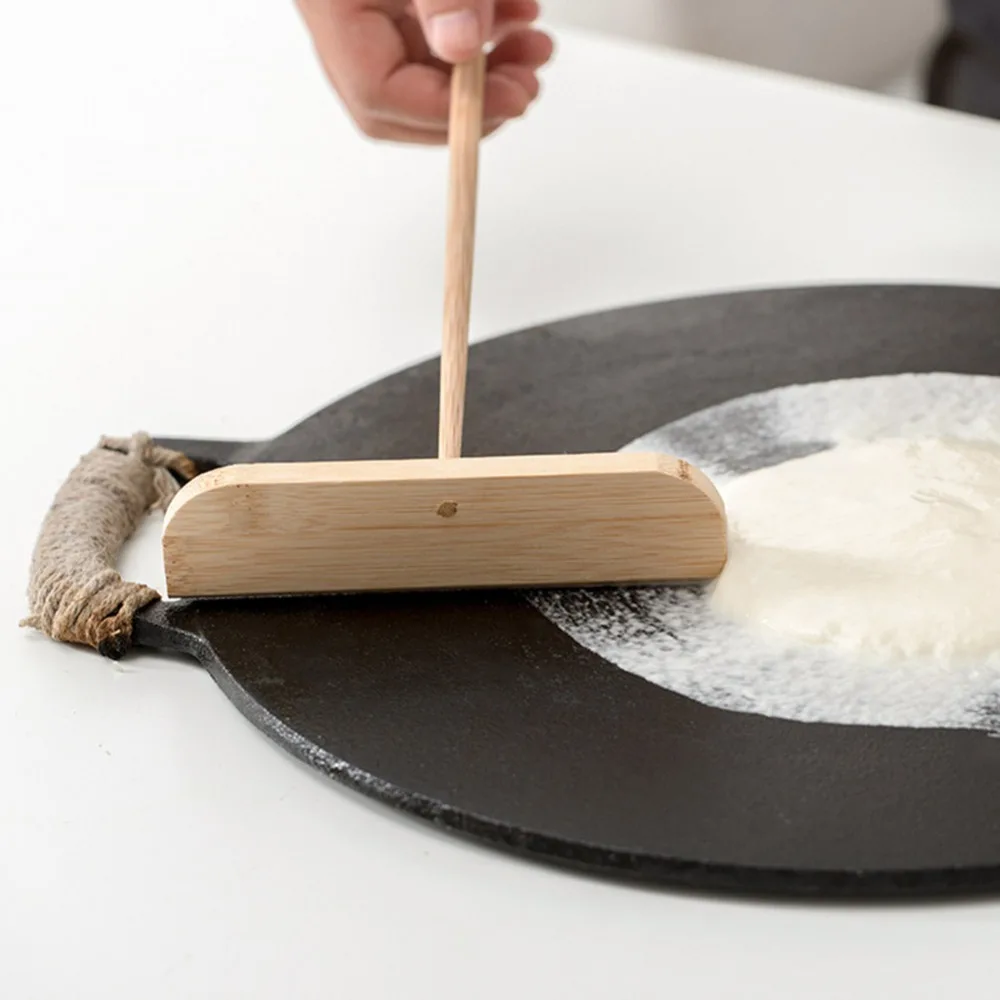 2pcs Wooden Pancake Rake Washable Long Handle Crepe Spreader Tool T Shaped Smooth Rounded Edges Bamboos Pancake Rake