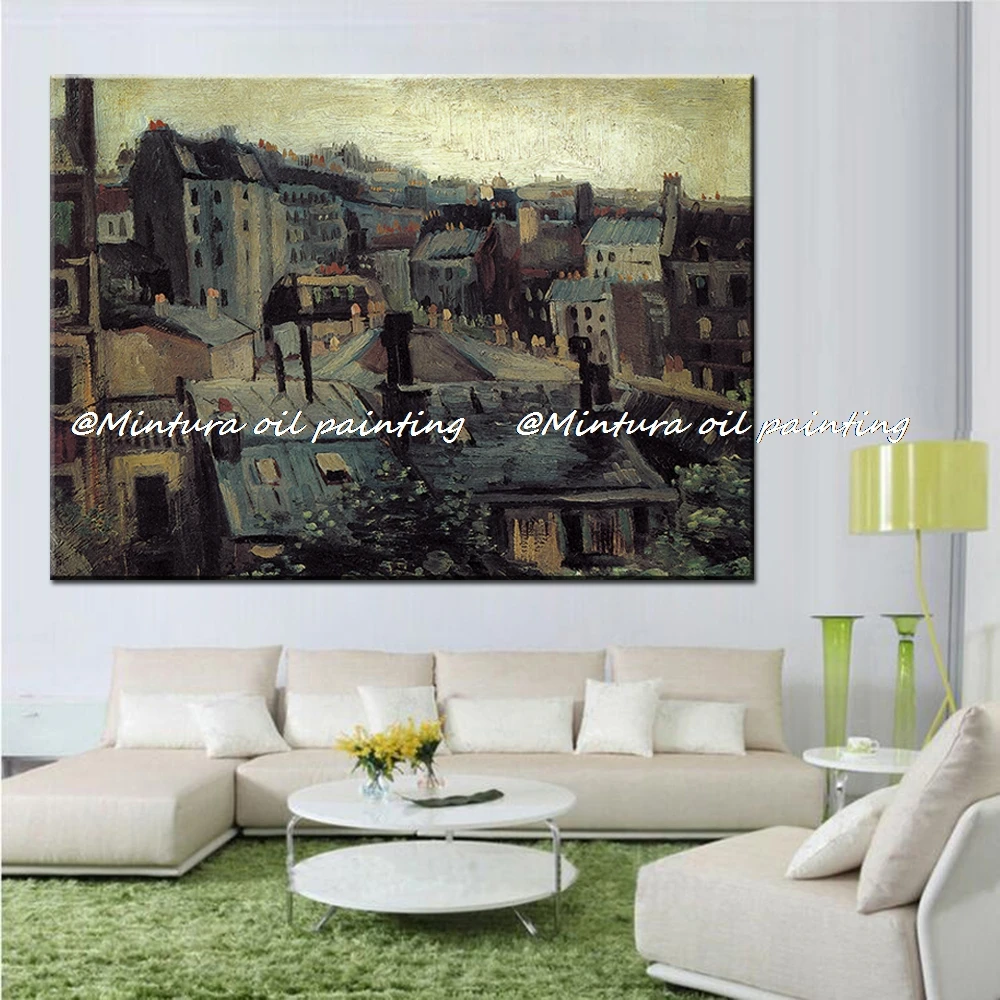 Roofs In Paris By Vincent Van Gogh Paintings Hand Made High Quality Reproduction Famous Oil Painting On Canvas,Wall Art,Pictures