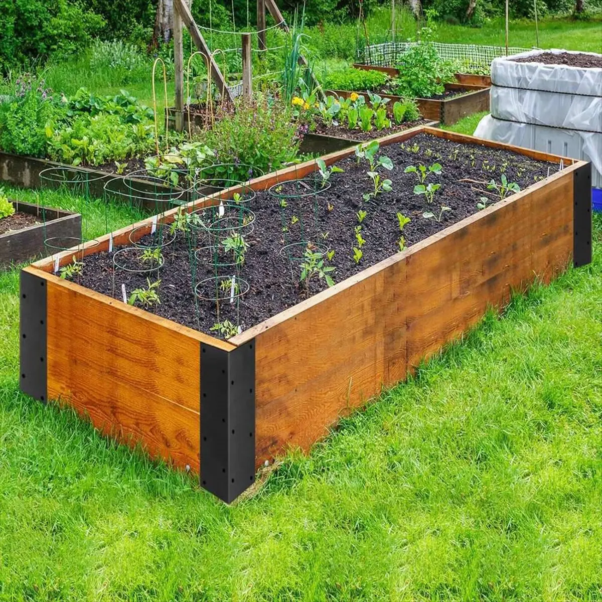 ABJS Set of 4 Raised Garden Bed Corner Brackets with Wood Screws for 20Inch-24Inch Bed for Vegetable Planter Garden