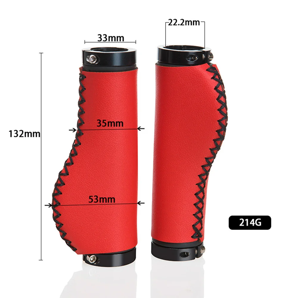 Mountain Bike Retro Lock Grip Anti Slip PU Leather Hand Sewn Bicycle Anti Slip Cover Road Bike Handle Cover