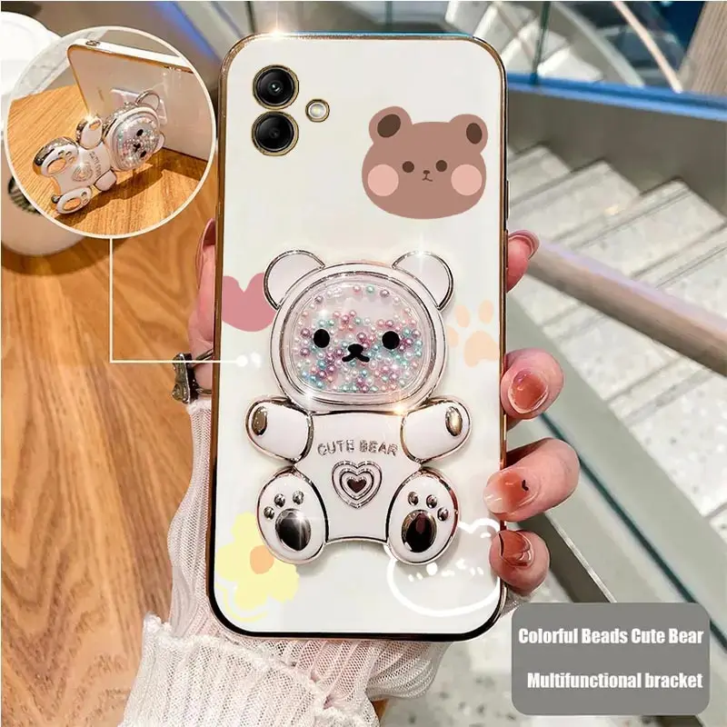 A 30 A 50 A 31 Luxury Cute Bear Phone Holder Case On For Samsung Galaxy A30 30S A31 A50 A50S A750 A750F A7 2018 Stand Cover