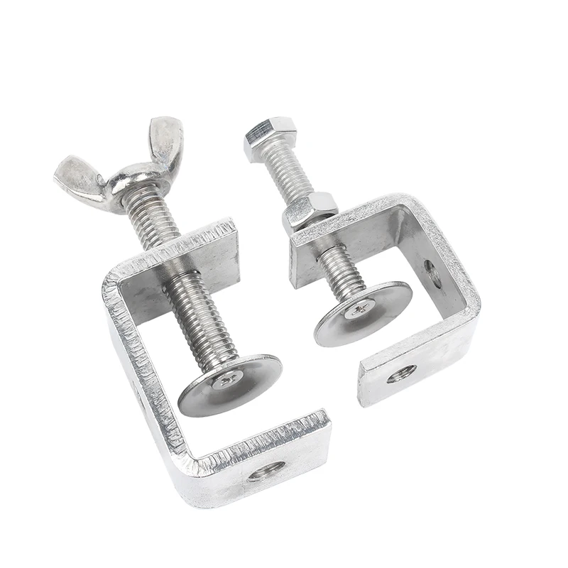 20~130mm 304 Stianless Steel Tiger Clamp C-clamp Steel Pipe Square Clamps Multiple Shapes Adjustable Fixed Holder Clips