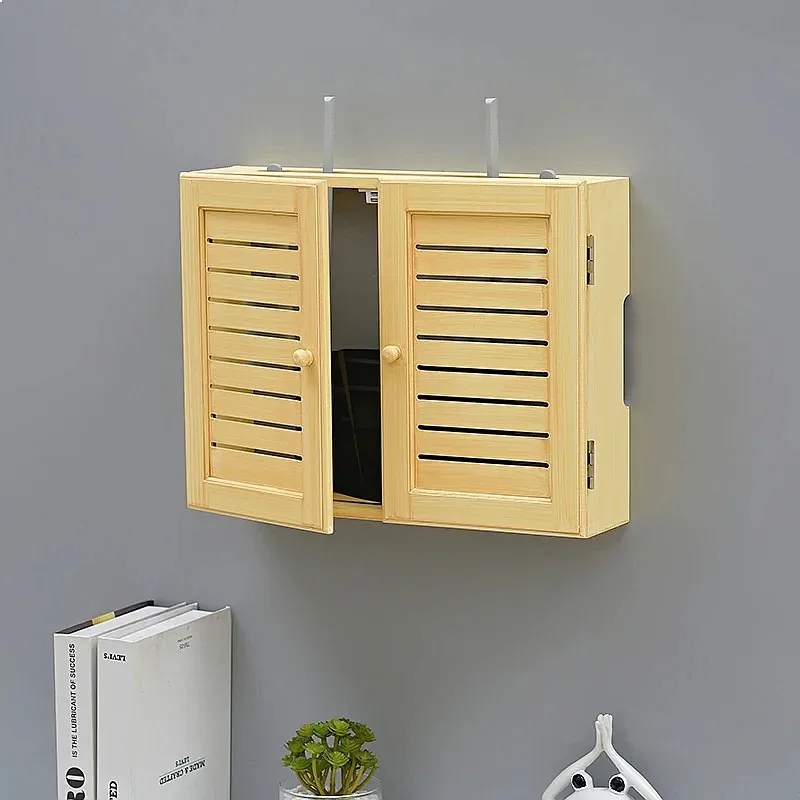 Cream Router Organizer Box No Drill Wall Mount Heat Resistant Durable TV Cable Storage Shelf