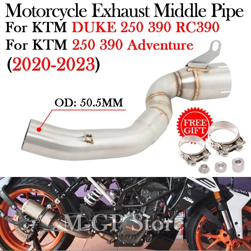 Slip-On Motorcycle Exhaust Escape Moto Middle Link Pipe For KTM DUKE 250 390 Adventure RC390 2020 2021 2022 2023