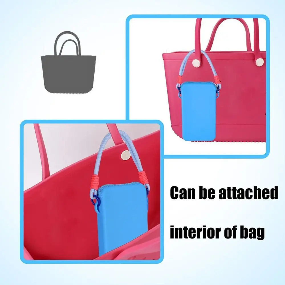 Silicone Storage Pouch Large Capacity Dustproof Beach Bag Connector Waterproof with Lanyard Cosmetics Storage Bag for Bogg Bag