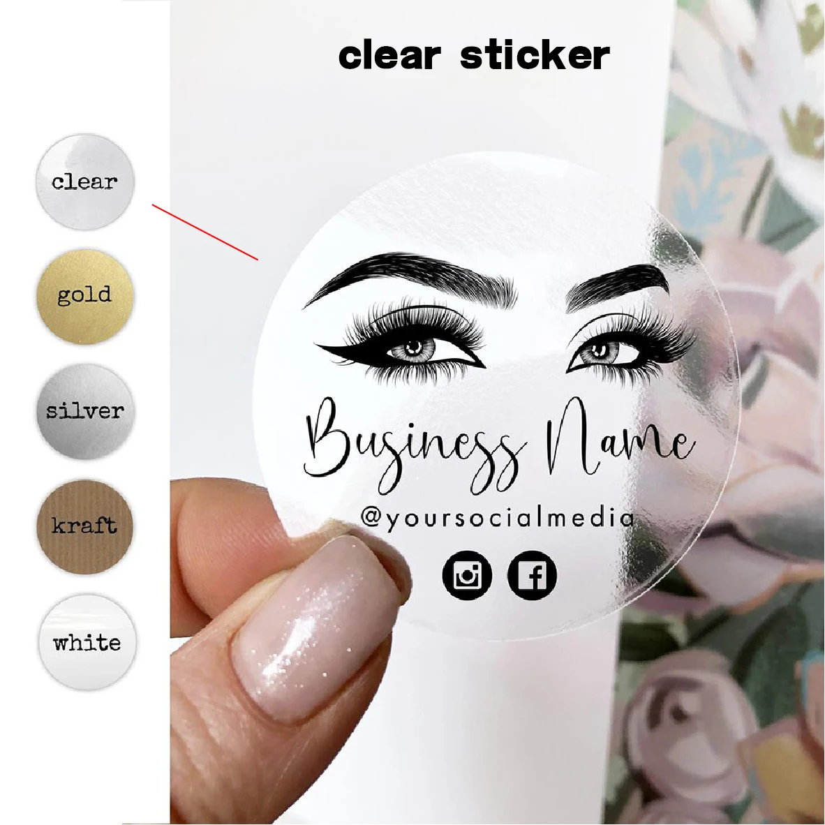 24PCS 40mm Custom Logo Design Modern Logo Sticker Business Lash Extensions Elegant Makeup Artist Logo Eyelashes Your Text Here