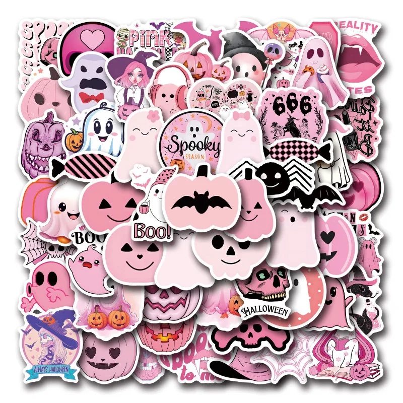

60 шт. мультфильм розовый Хэллоуин креативное украшение холодильник чашка воды компьютер водонепроницаемые наклейки