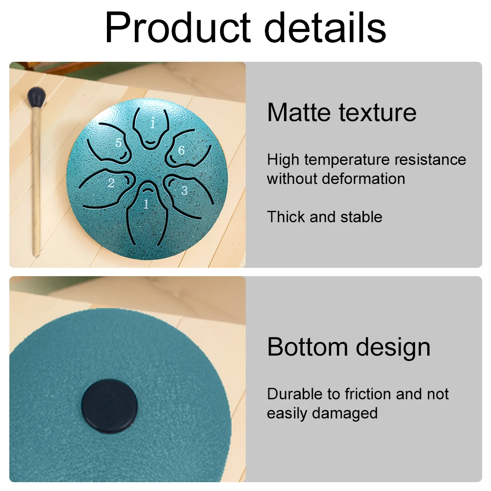 3 Inches 6 Notes Rain Drum Instrument Hand Pan Drum Percussion Musical Instruments for Yoga Meditation Unique Gift