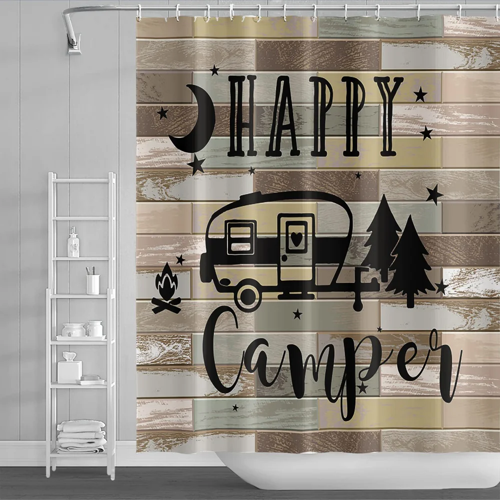 1PC Bathroom Cartoon Camper Shower Curtain, Children Waterproof Bathroom Curtain, Bathtub Partition and Privacy Hanging Curtain