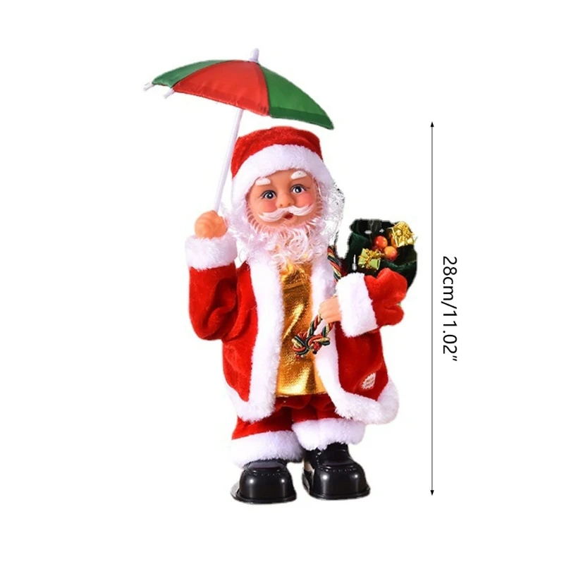 Jolie figurine père noël, ornement noël pour enfants, cadeau fête noël, jouet Musical, père noël tenant parapluie