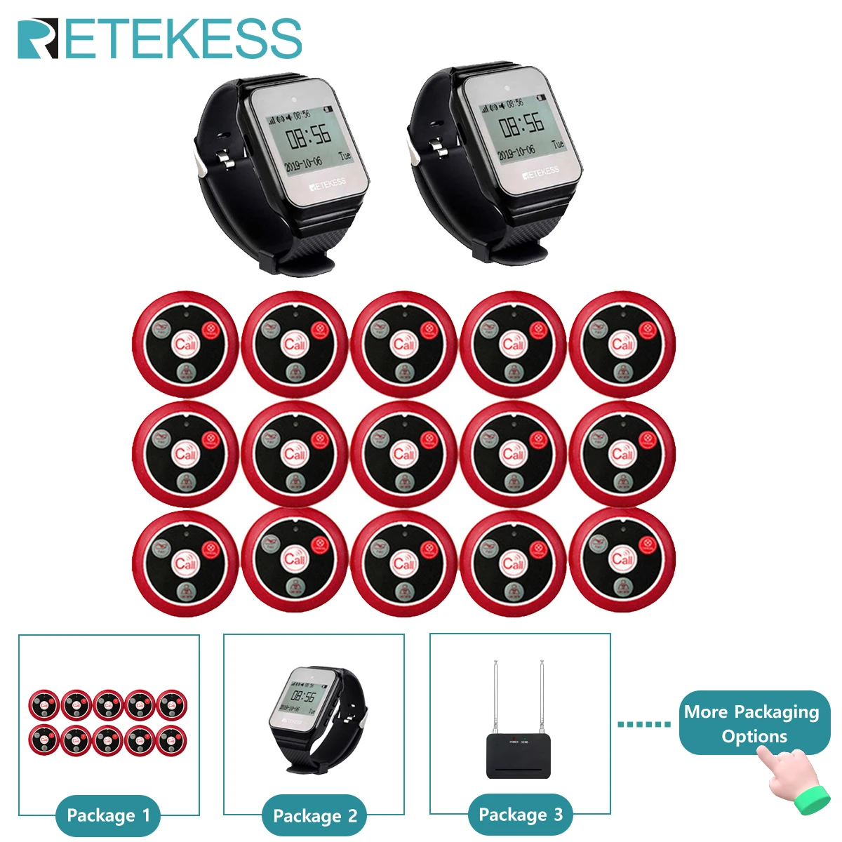 Retekess Hookah Wireless Calling System TD108 Waterproof Watch Pager T117 Waiter Call Button For Hookah Restaurant Cafe Bar