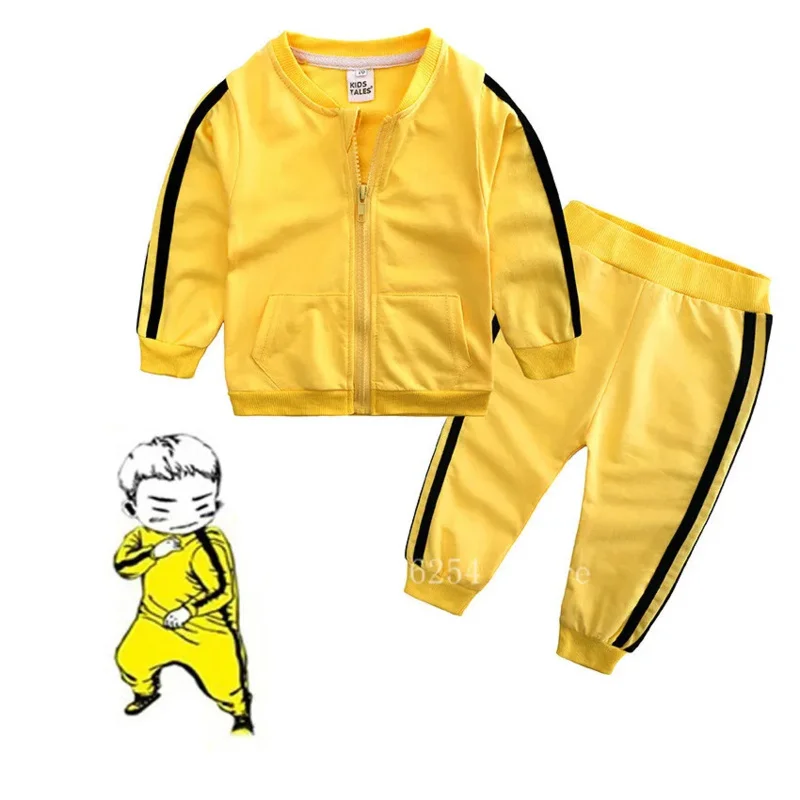 Children Kung Fu Uniforms Tradiitional Chinese Suits Boys Girls Bruce Lee Tai Chi Costume Kids Sports Top Pants Performance AS63