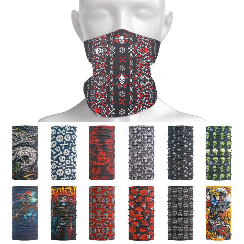 

Skull Pattern Sunscreen Tube Cycling Cover Outdoor Bandana Balaclava for Women Biking Camping Headwear Halloween Gift Accessory