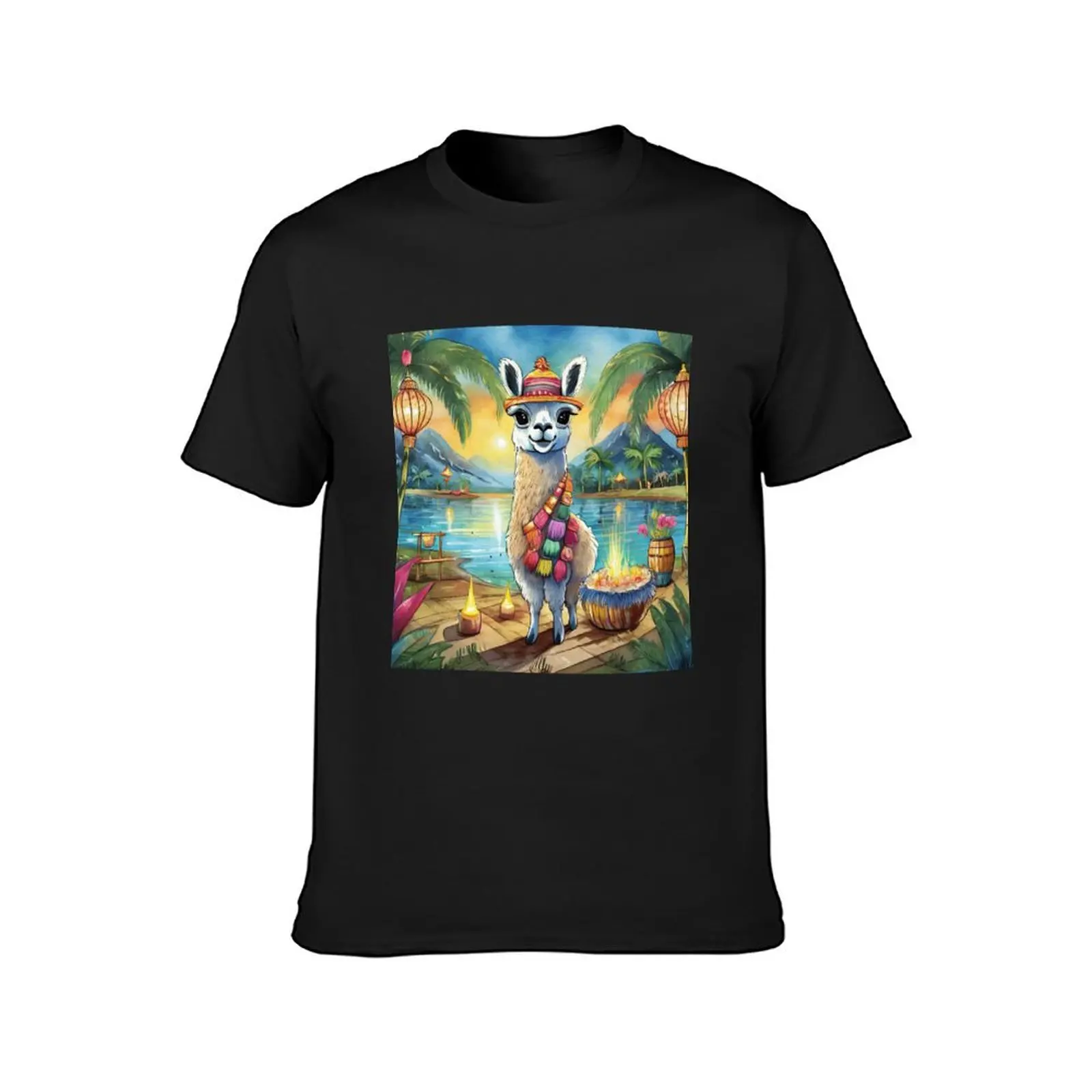 Lively Llama Lagoon Luau T-Shirt Short sleeve tee oversized t shirt men