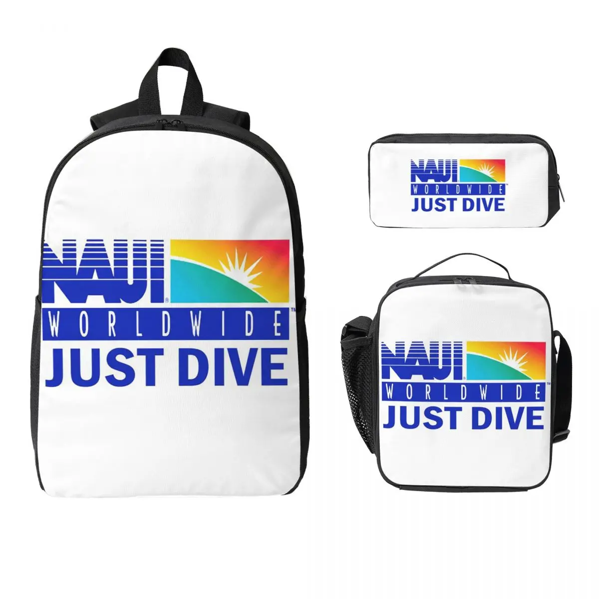 

NAUI The Difinition Of Diving Backpack Boys Girls BookBag School Bag Computer Shoulder Bags 3ps Insulated Lunch Bag Pencil Case
