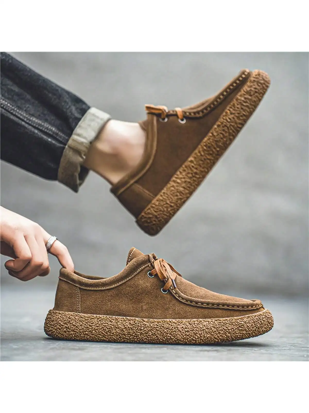 Herren Mode Freizeitschuhe Wildleder Schnürschuhe Plateau-Loafer Atmungsaktive Rutschfeste Bequeme Geh- und Fahrschuhe für Männer – Detail 6