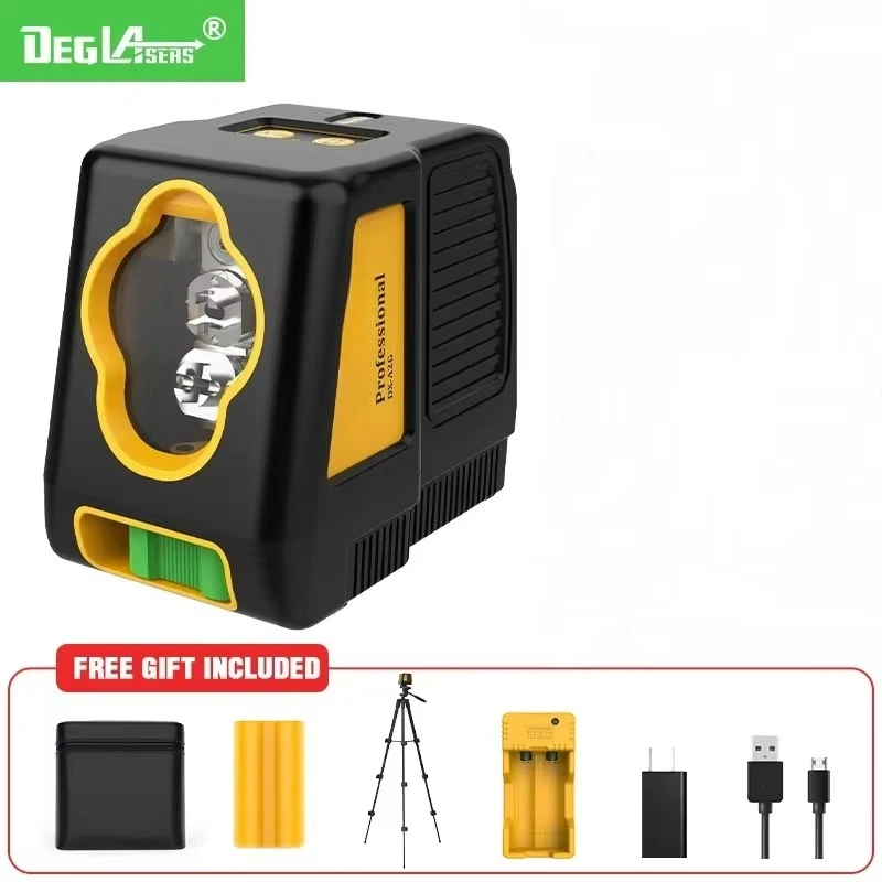 2 Lines Green Beam Laser Level, 1.6m Tripod, Rechargeable Battery, Fast Charger, Leveling Tool, Construction Measuring Equipment