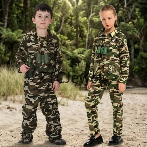 Special Forces Soldier Costume Kids Army Military Camouflage Uniform Cosplay Role Play Game Boys Girls view 2