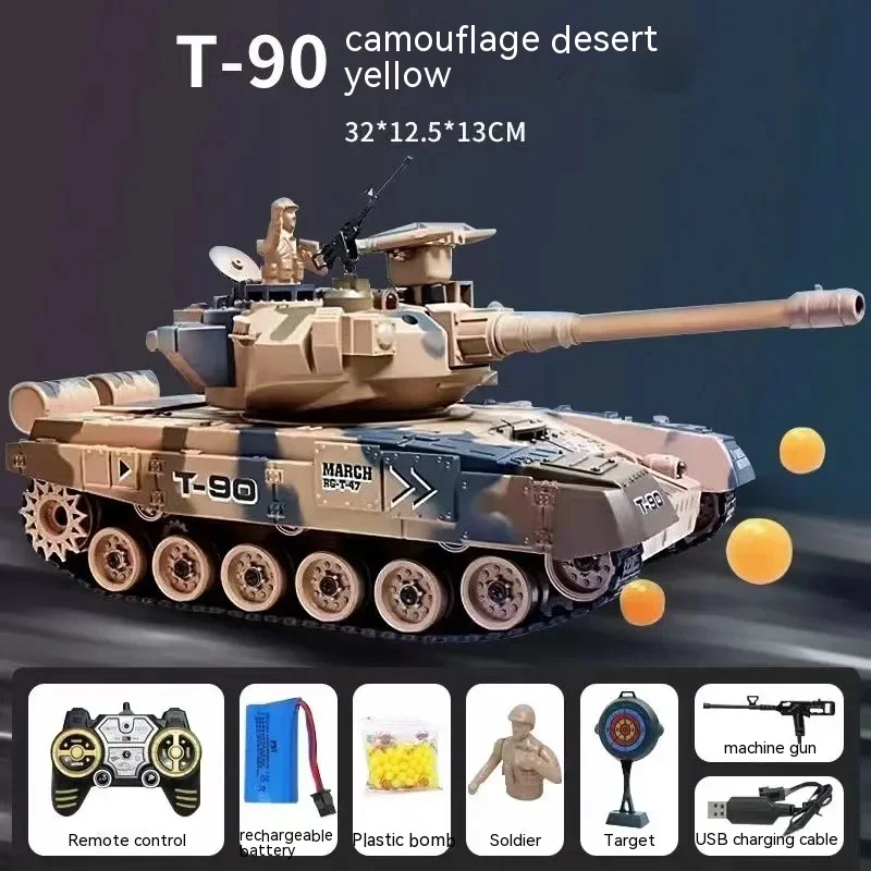 New Wireless RC T60 T90 Tank Remote Control Launch Missiles Battle Game Military Drift Puzzle Toys Boy Color Box Birthday Gift