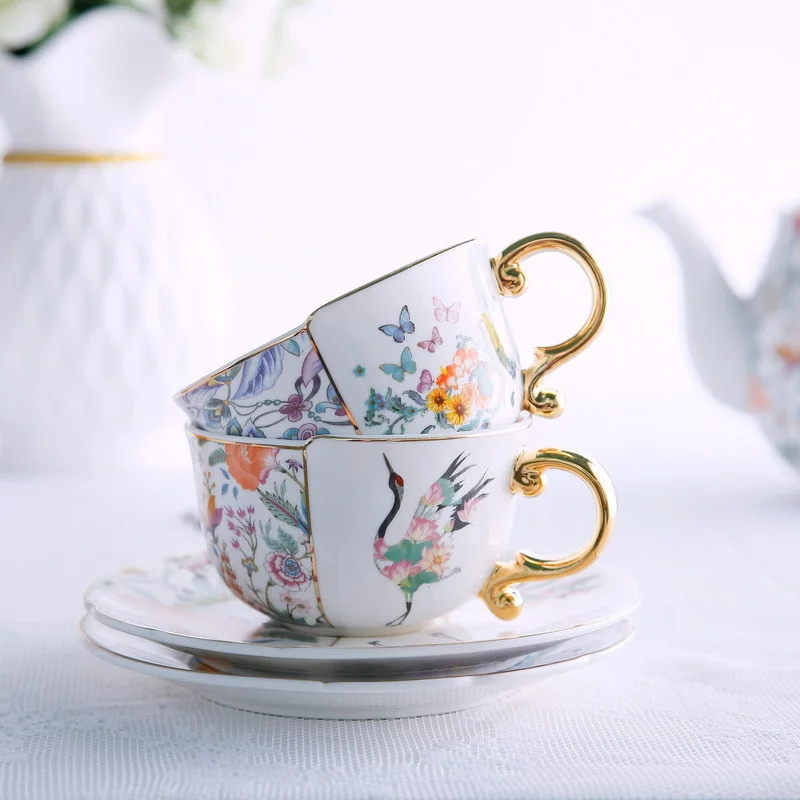 New Chinese fairy style Chinese and Western irregular coffee cup plate ceramic coffee cup afternoon tea combination set